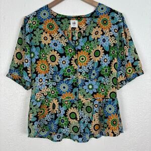CAbi #5900 Happy Peplum Top Floral Retro Size Medium